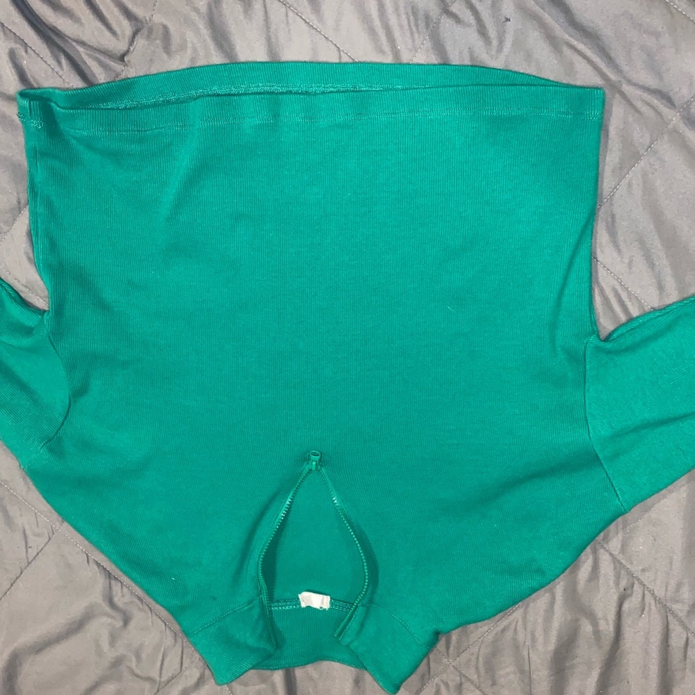 Cute, green, half zip long sleeved polo